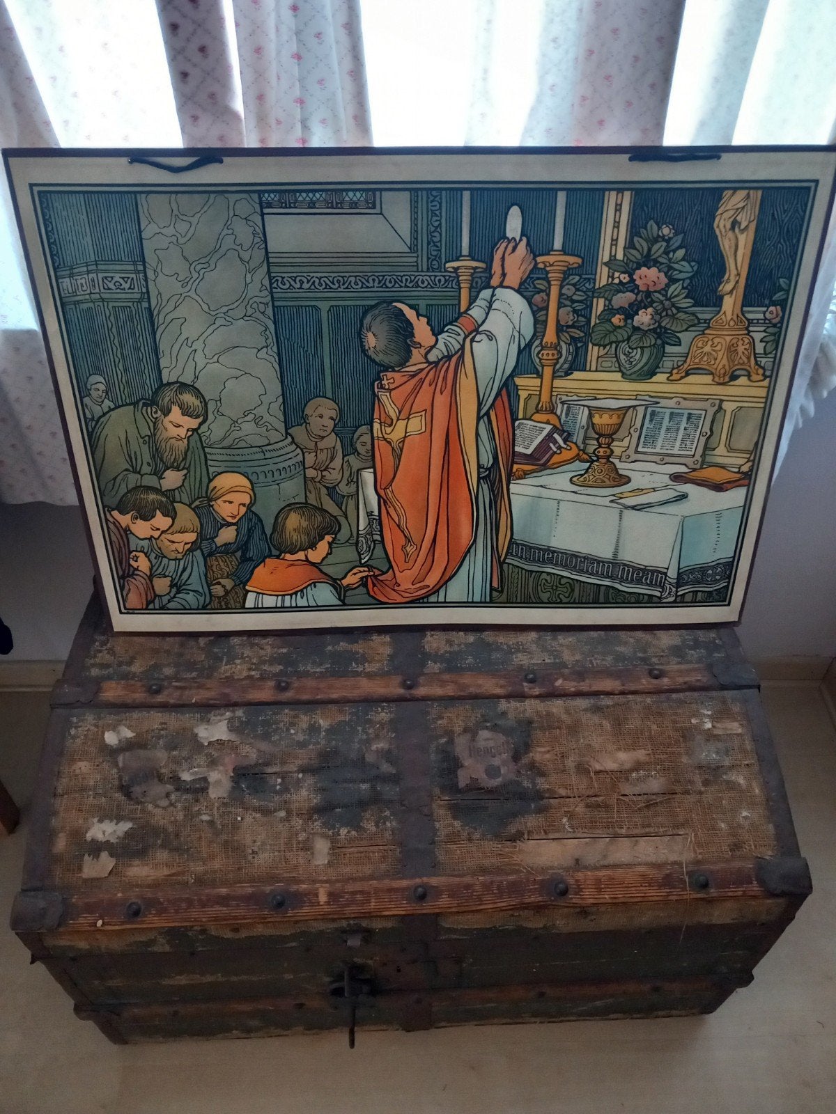 6 Vintage Schoolplaten met Religieuze Afbeeldingen, Antiek en Kunst, Ophalen, Overige thema's