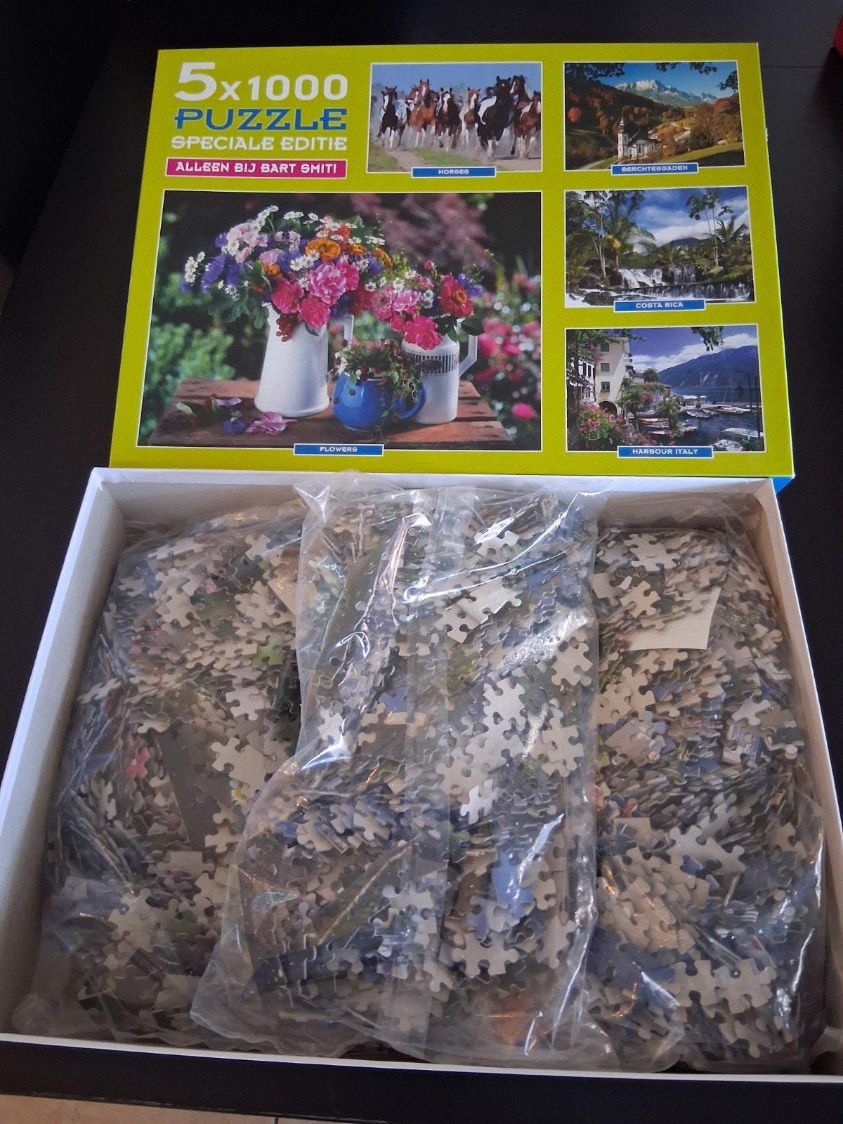 5 puzzels, Ophalen, 500 t/m 1500 stukjes, Legpuzzel