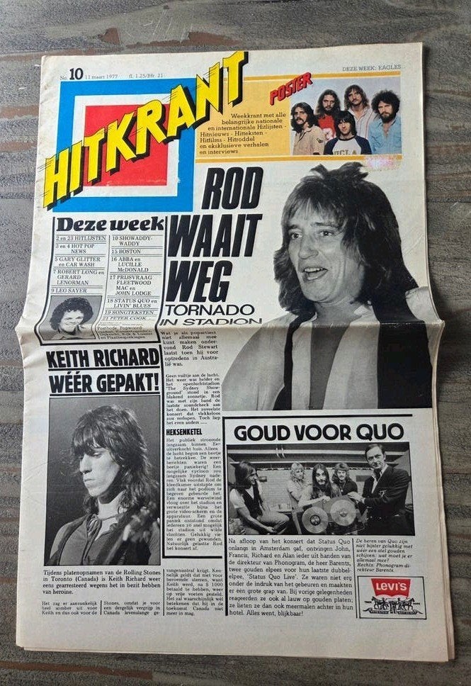 Hitkrant compleet - 11 maart 1977 + Poster: THE EAGLES, Ophalen of Verzenden, Gelezen, Muziek, Film of Tv