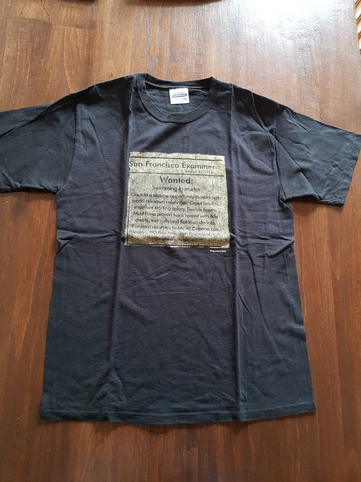 Vintage San Francisco Examiner Alcatraz T-shirt Zwart, Onbekend, Maat 48/50 (M), Zwart, Ophalen of Verzenden