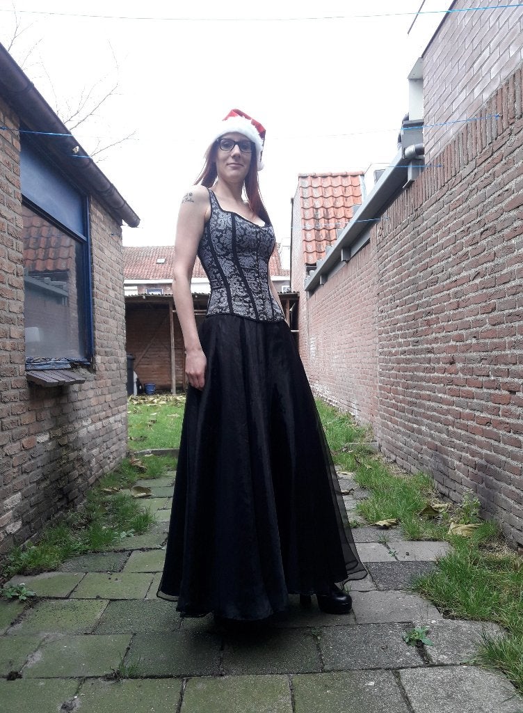 Zwarte gala/gothic rok, Zwart, Ophalen of Verzenden, Onbekend, Maat 36 (S)