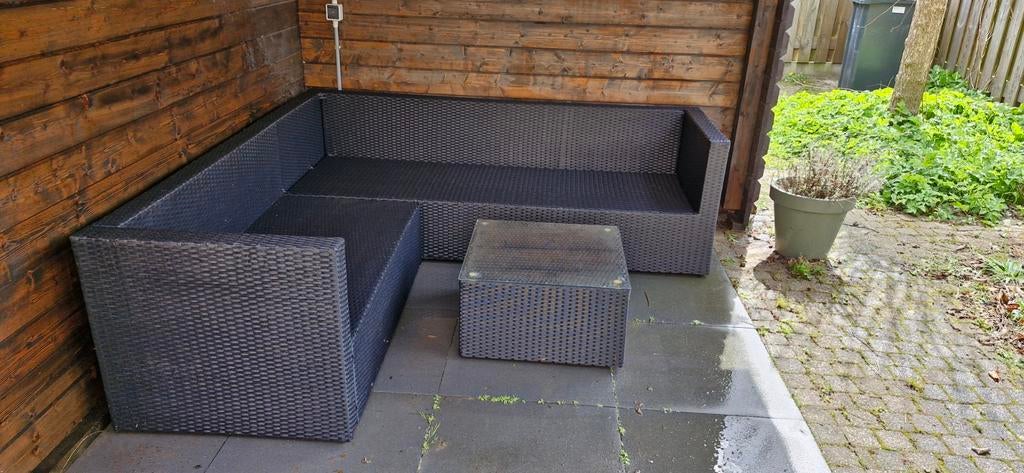 Tuinset met kussens, Ophalen, 4 zitplaatsen, Kunststof, Bank