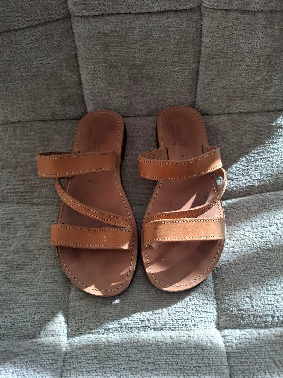 Leren sandalen van Klimatsakis, maat 37, Bruin, Zo goed als nieuw, Klimatsakis, Sandalen of Muiltjes