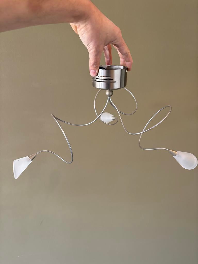 Harco Loor RVS design plafondlamp met 3 flexibele spots, Ophalen of Verzenden, Zo goed als nieuw, Metaal