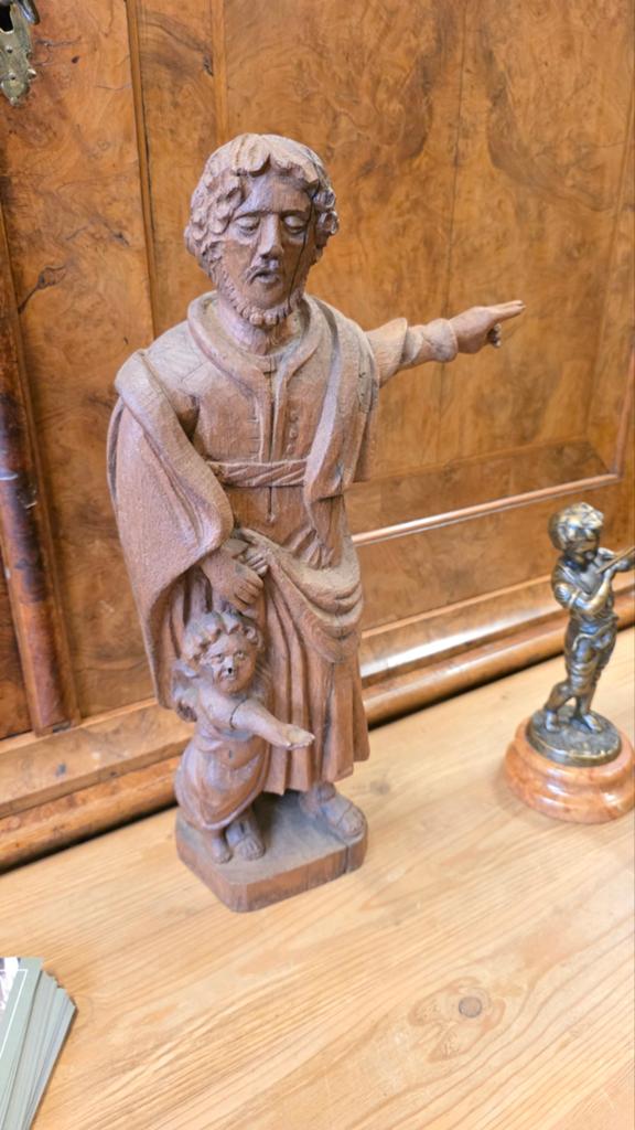 Antiek 19e eeuws eikenhouten religieus beeld, Antiek en Kunst, Ophalen
