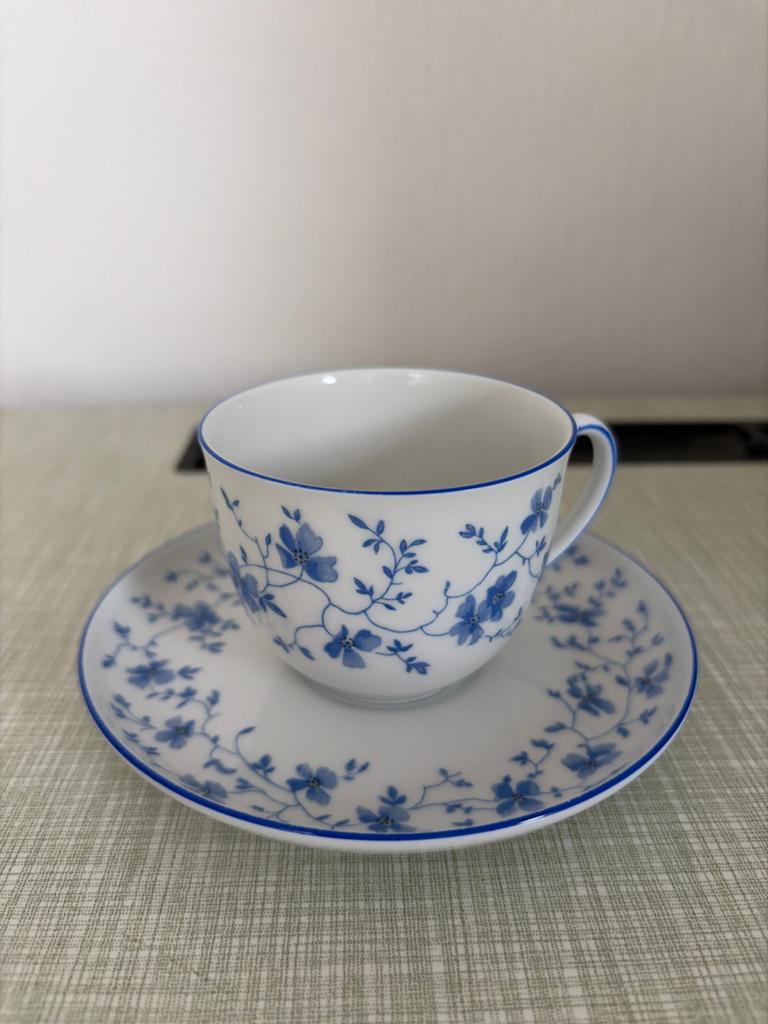 Arzberg Porseleinen Kop en Schotel - Blauw Bloemmotief, Ophalen