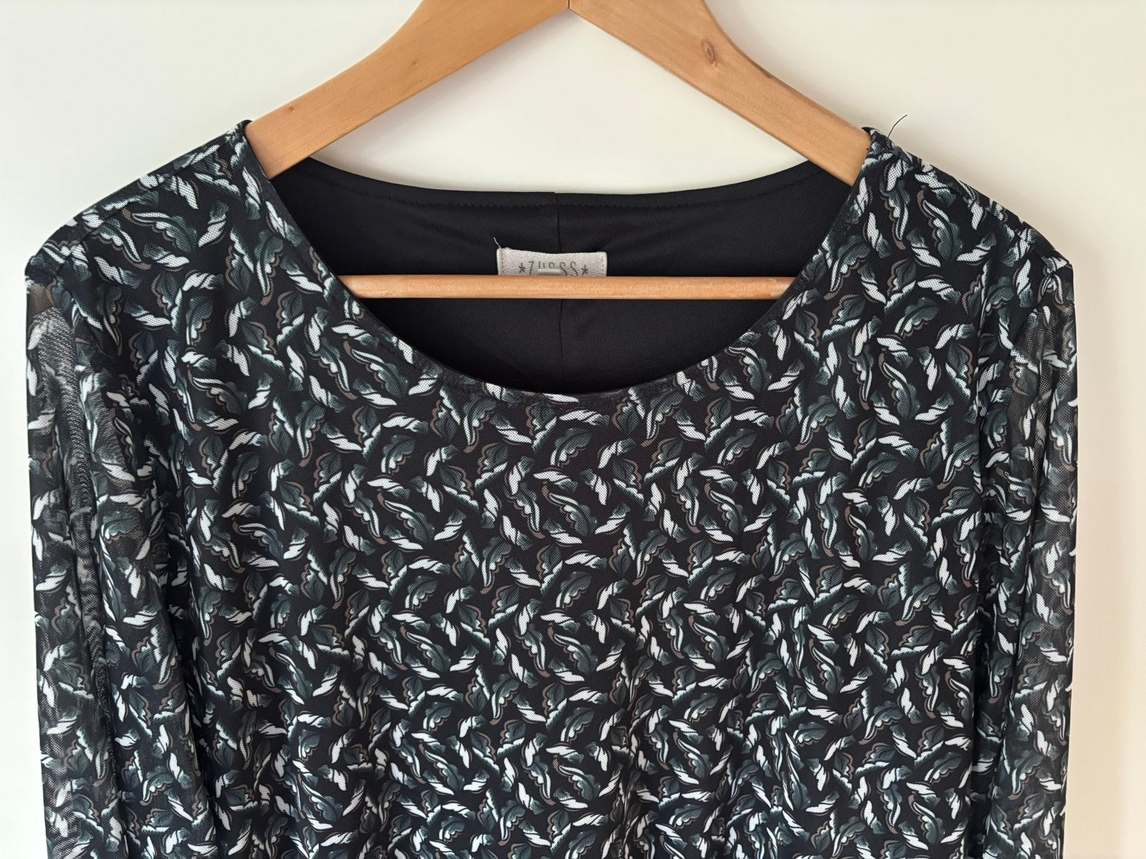 Zusss zwarte jurk groen wit blaadjes maat XL incl. ceintuur, Kleding | Dames, Jurken, Maat 46/48 (XL) of groter, Ophalen of Verzenden