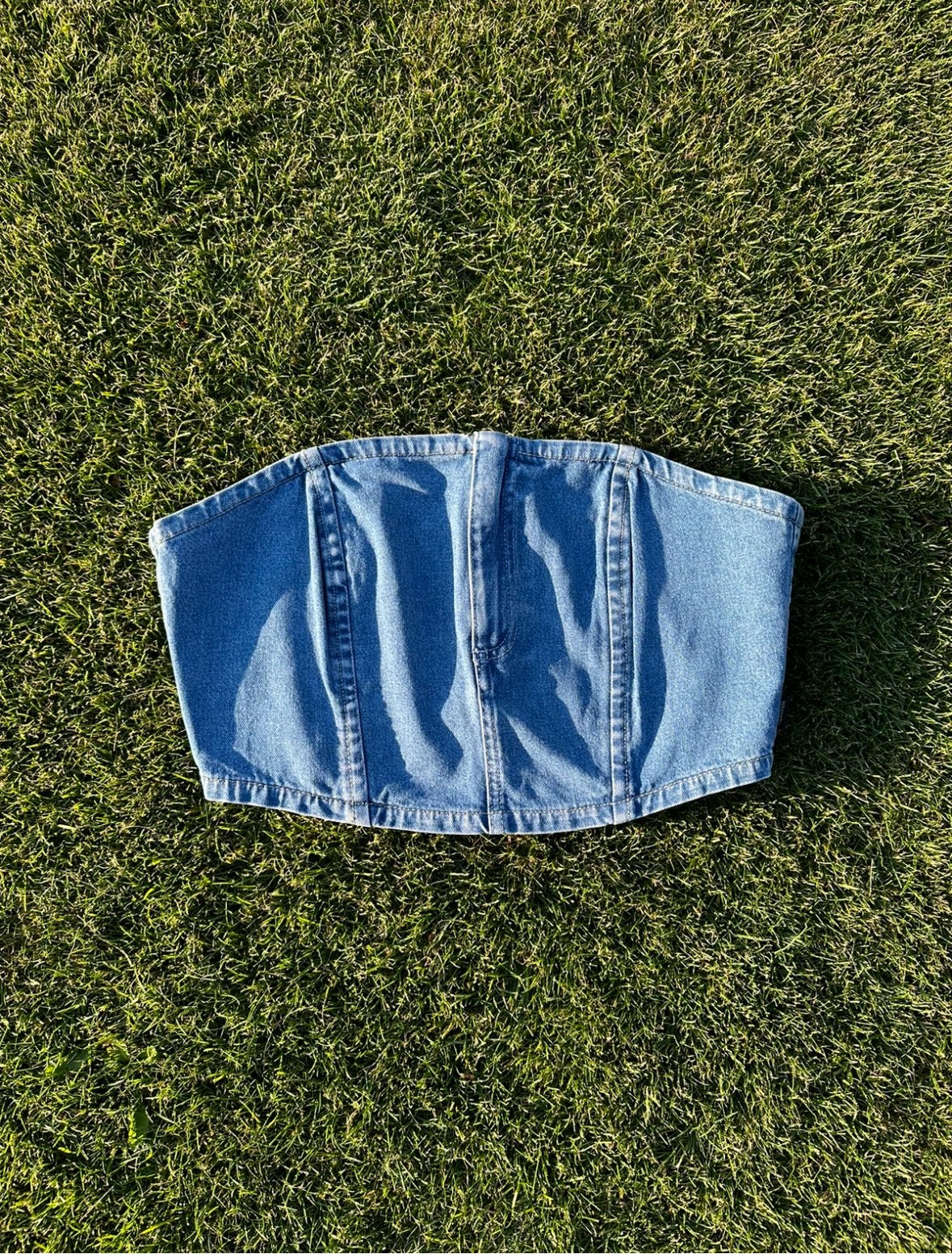 Wrangler denim bustier / korset top - maat M, Kleding | Dames, Tops, Maat 38/40 (M), Blauw, Ophalen of Verzenden, Zo goed als nieuw