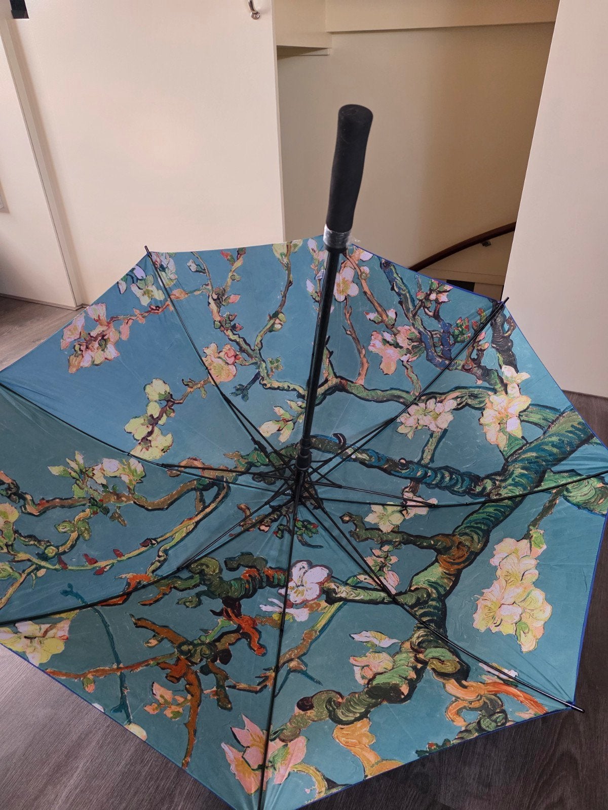 Paraplu met Van Gogh's Amandelbloesem print, Ophalen, Nieuw, Blauw