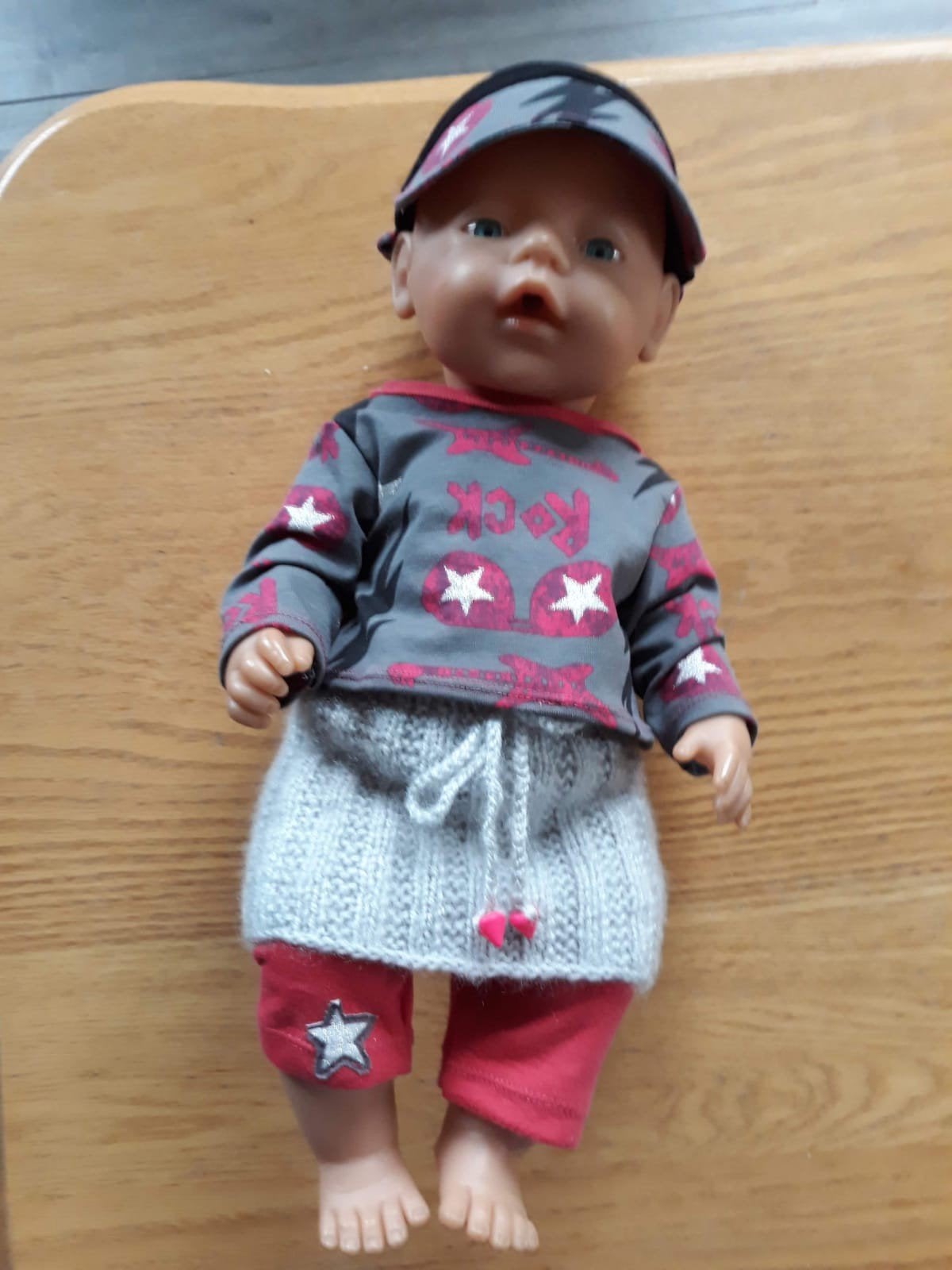 zelfgemaakte poppenkleertjes voor pop 43 cm  4 delig., Ophalen of Verzenden, Nieuw, Babypop