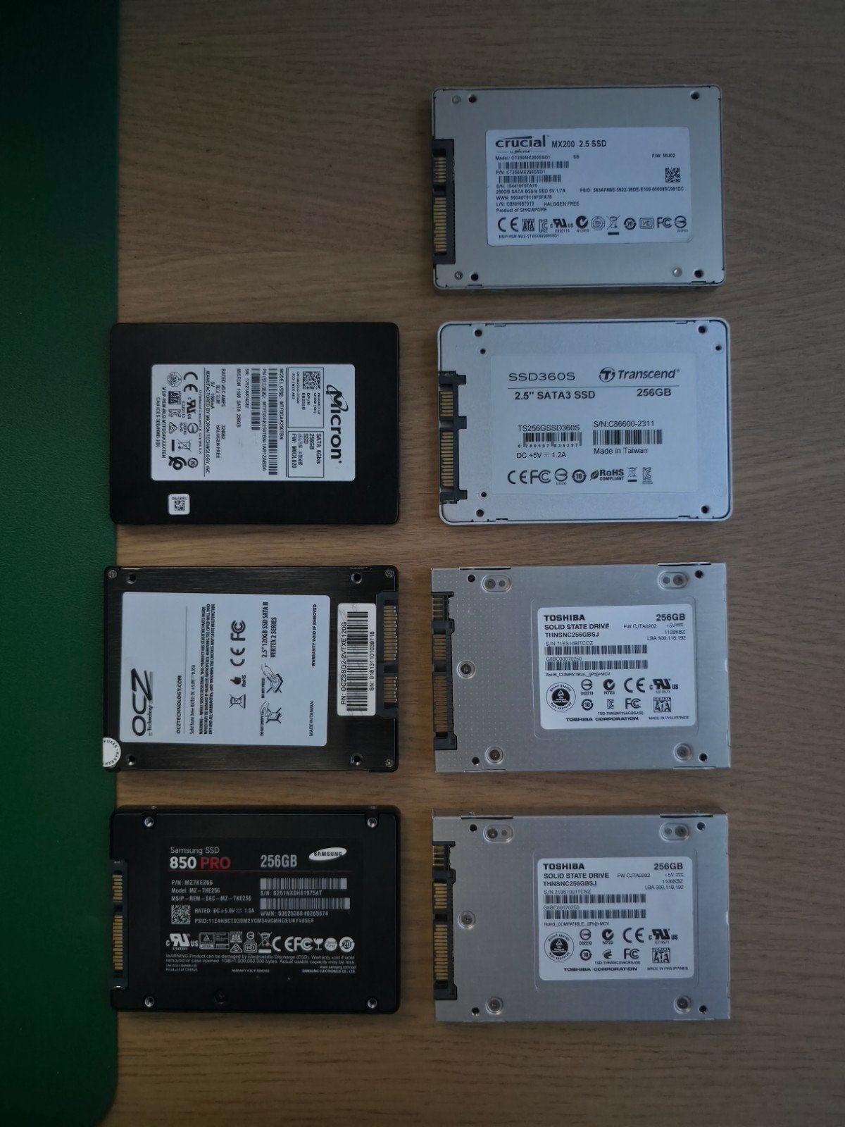 Diverse 256GB SSD's - Crucial, Samsung, Micron, Transcend, Computers en Software, Intern, Gebruikt, 256GB, Server