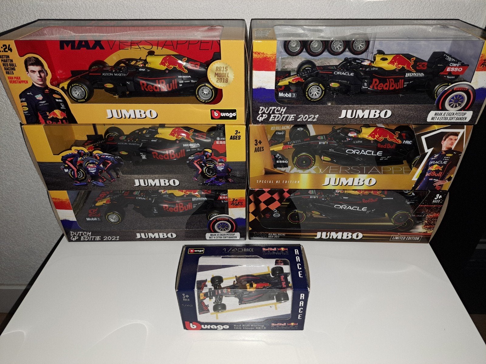 Jumbo Max Verstappen raceauto's 2019-2023, Ophalen of Verzenden, Nieuw, Auto, Bburago