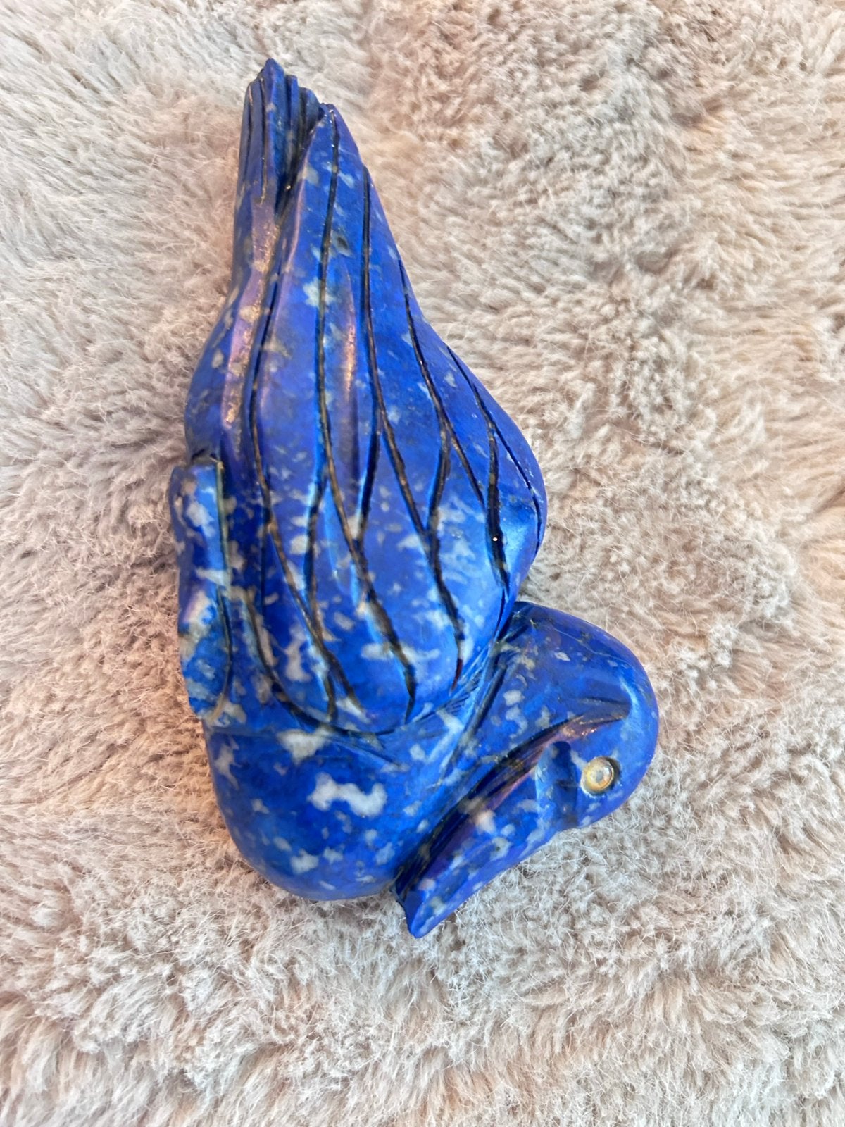 Prachtig beeld van een vogel in Lapis Lazuli, Antiek en Kunst, Blauw, Minder dan 20 cm, Ophalen of Verzenden, Handgemaakt