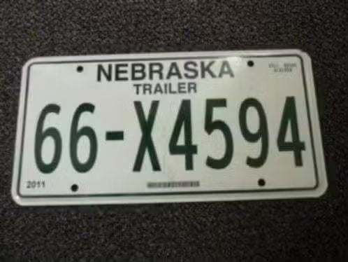 Kentekenplaat licenseplate Nebraska Trailer 1 USA, Verzenden, Gebruikt, Auto's