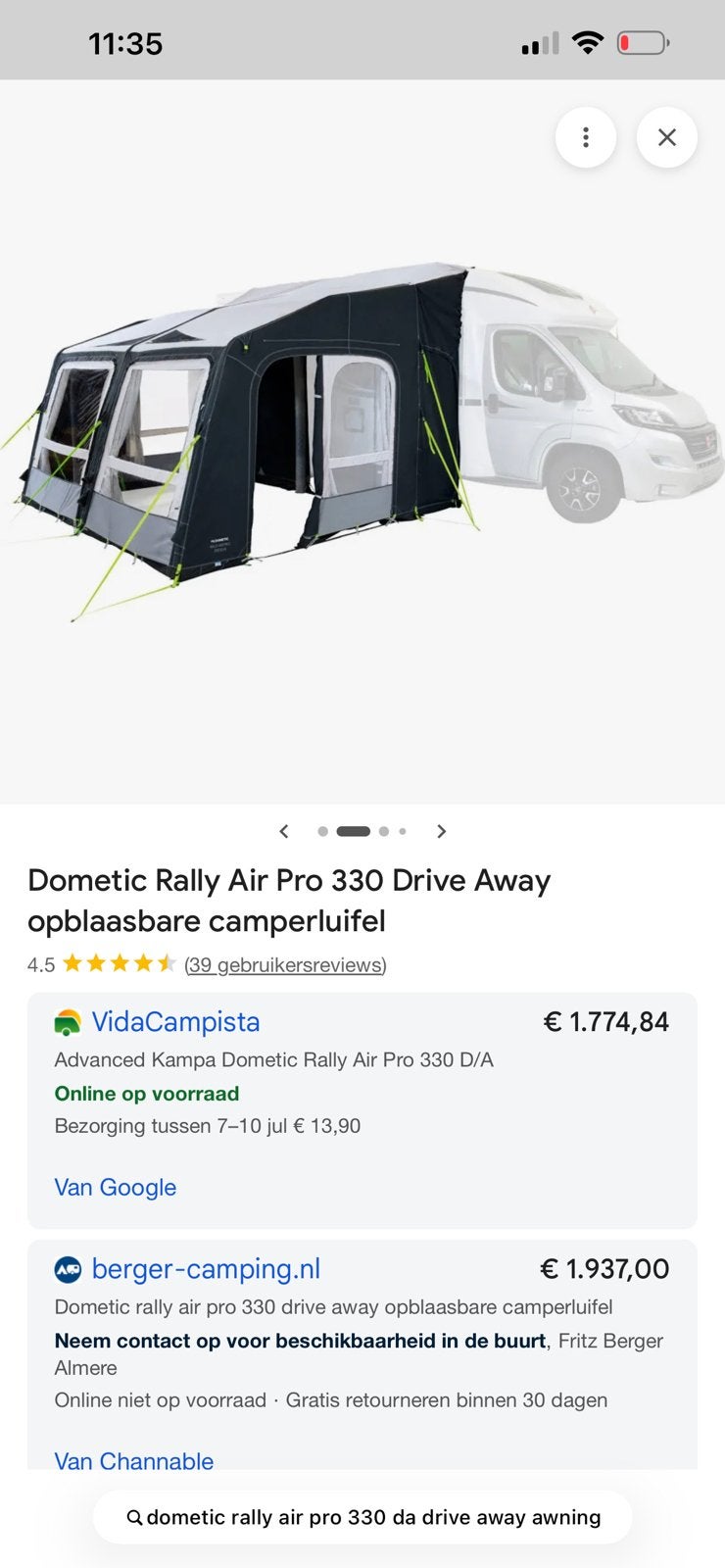 Dometic Rally Air Pro 330 DA Drive Away, Ophalen, Zo goed als nieuw