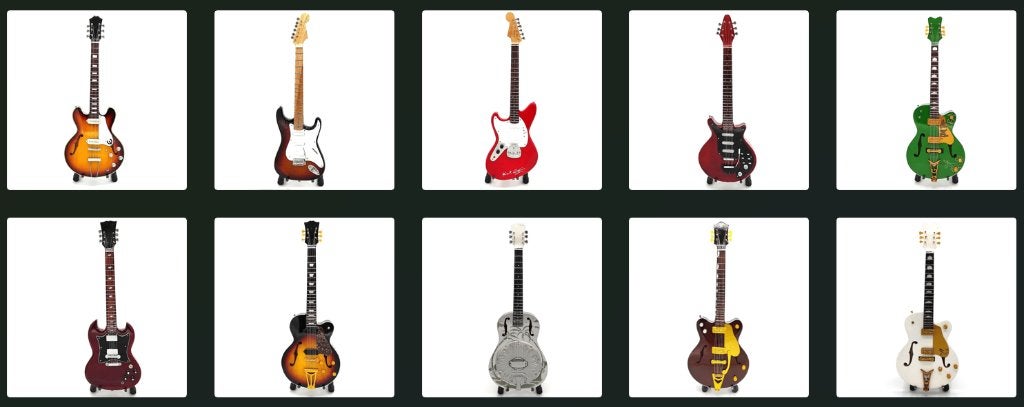 Jimmy Page miniatuur gitaar 25cm mini guitar decoratie deco, Info@deconoord.nl, Deco Noord, Nieuw, Ophalen of Verzenden