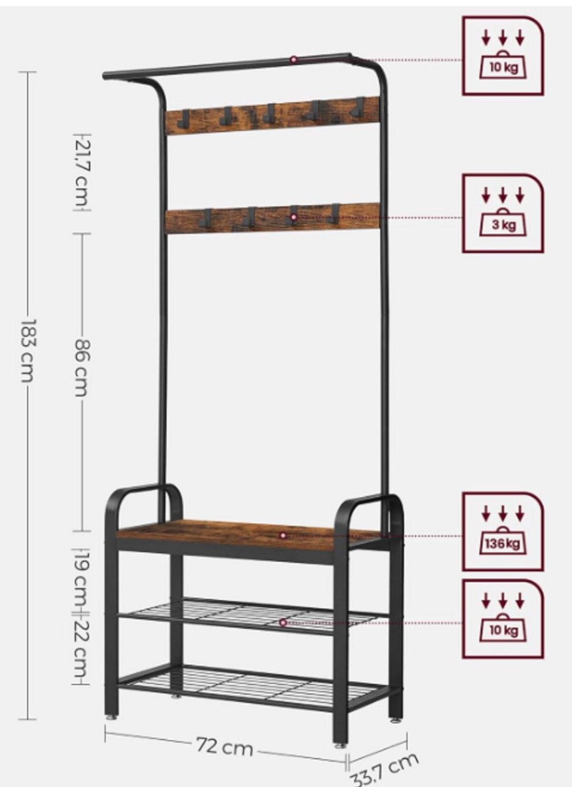 Kapstok / schoenenrek, Huis en Inrichting, Zo goed als nieuw, Minder dan 100 cm, Hout, Ophalen