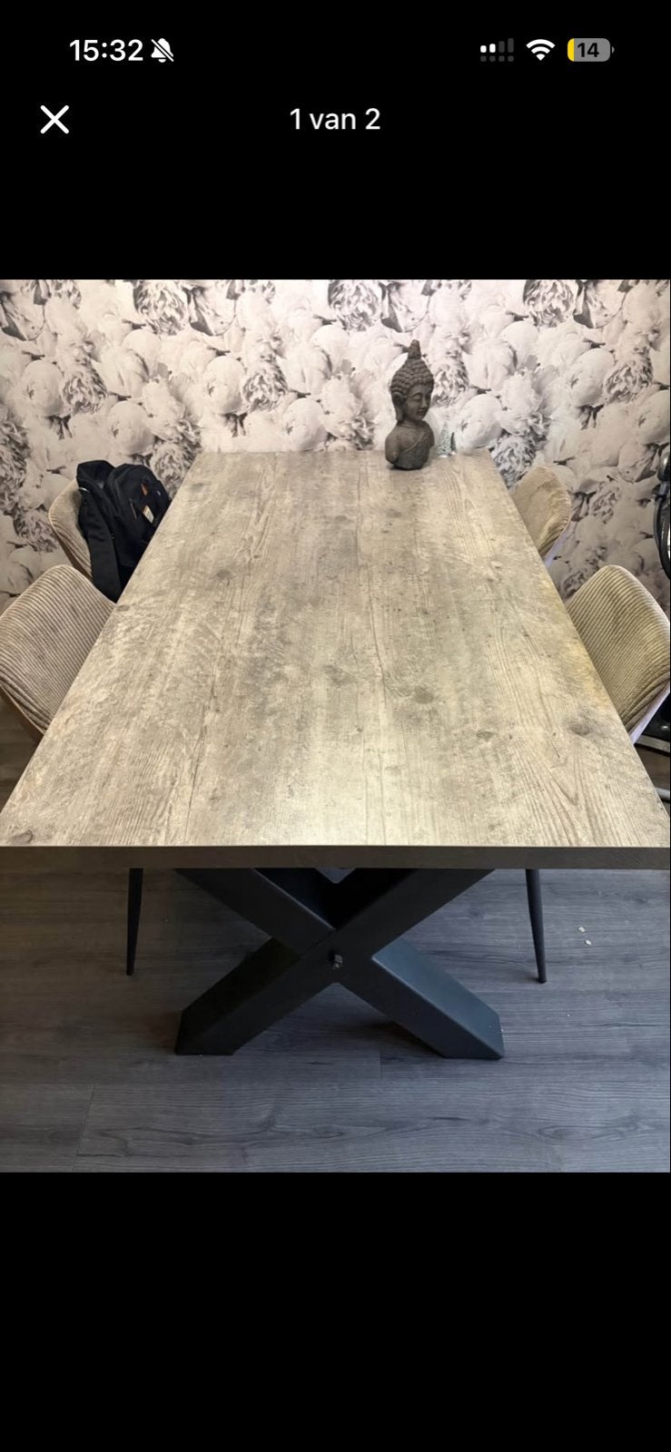 Eettafel 160x90cm  - Modern design, Ophalen, 50 tot 100 cm, Zo goed als nieuw, 150 tot 200 cm