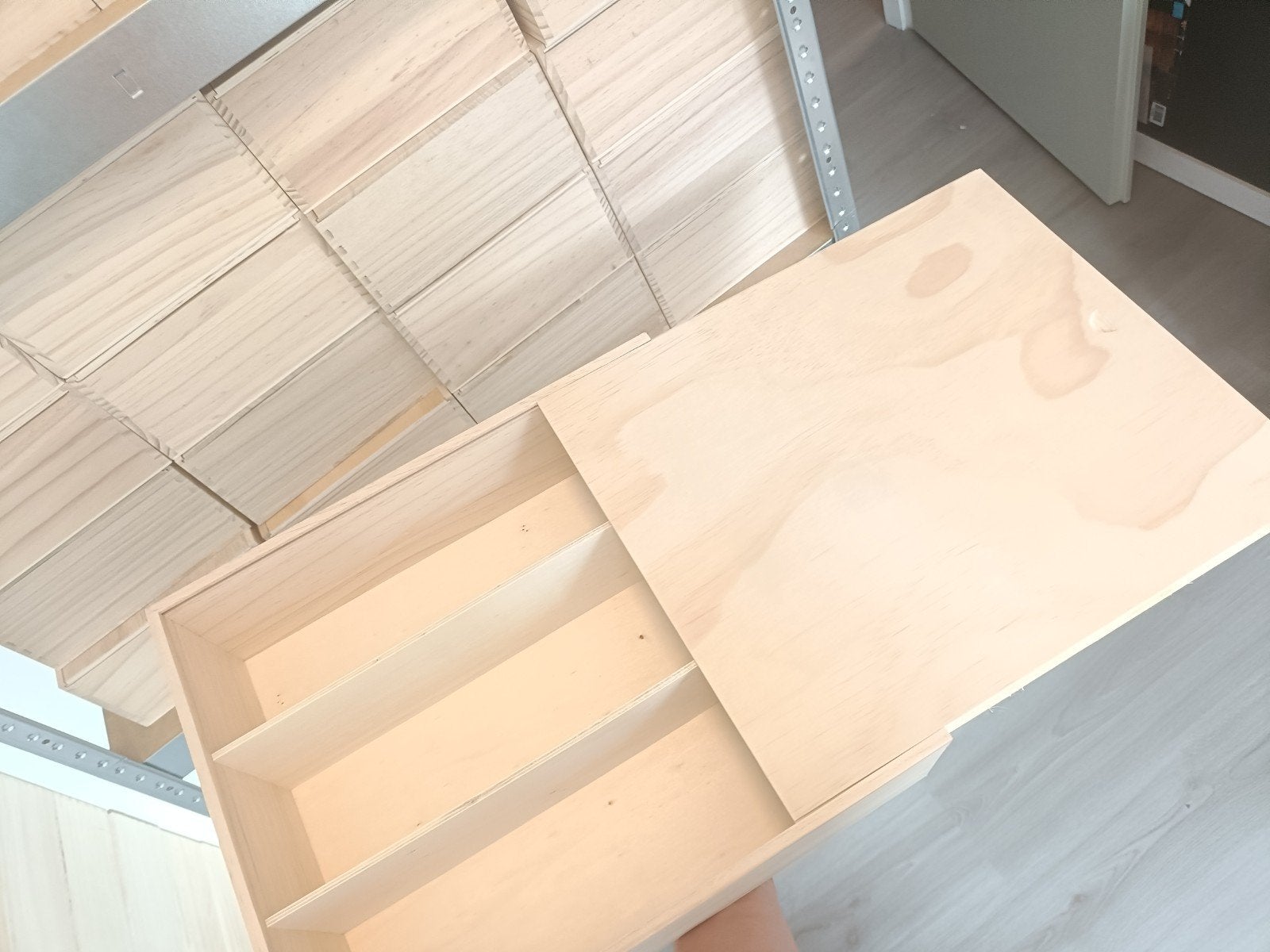 (11x)Houten wijnkist met schuifdeksel voor 3 flessen, Ophalen, Nieuw, Overige houtsoorten