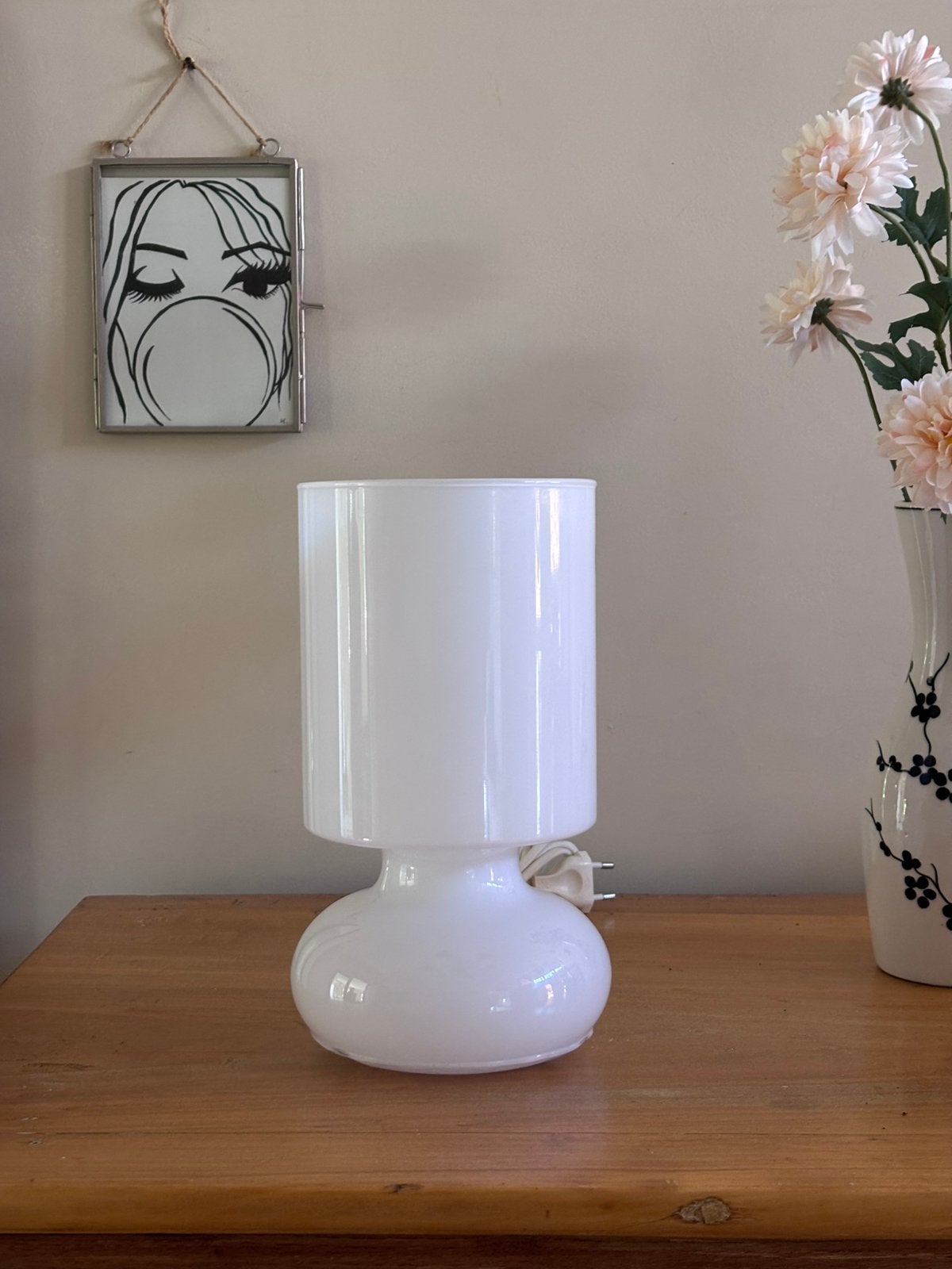 Vintage IKEA Lykta lamp witte tafellamp, Huis en Inrichting, Vintage, 25 cm, Met schakelaar, E14 (klein)