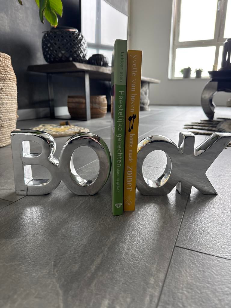 Boekensteun 'BOOK' - Zilverkleurig, Ophalen of Verzenden, Gebruikt