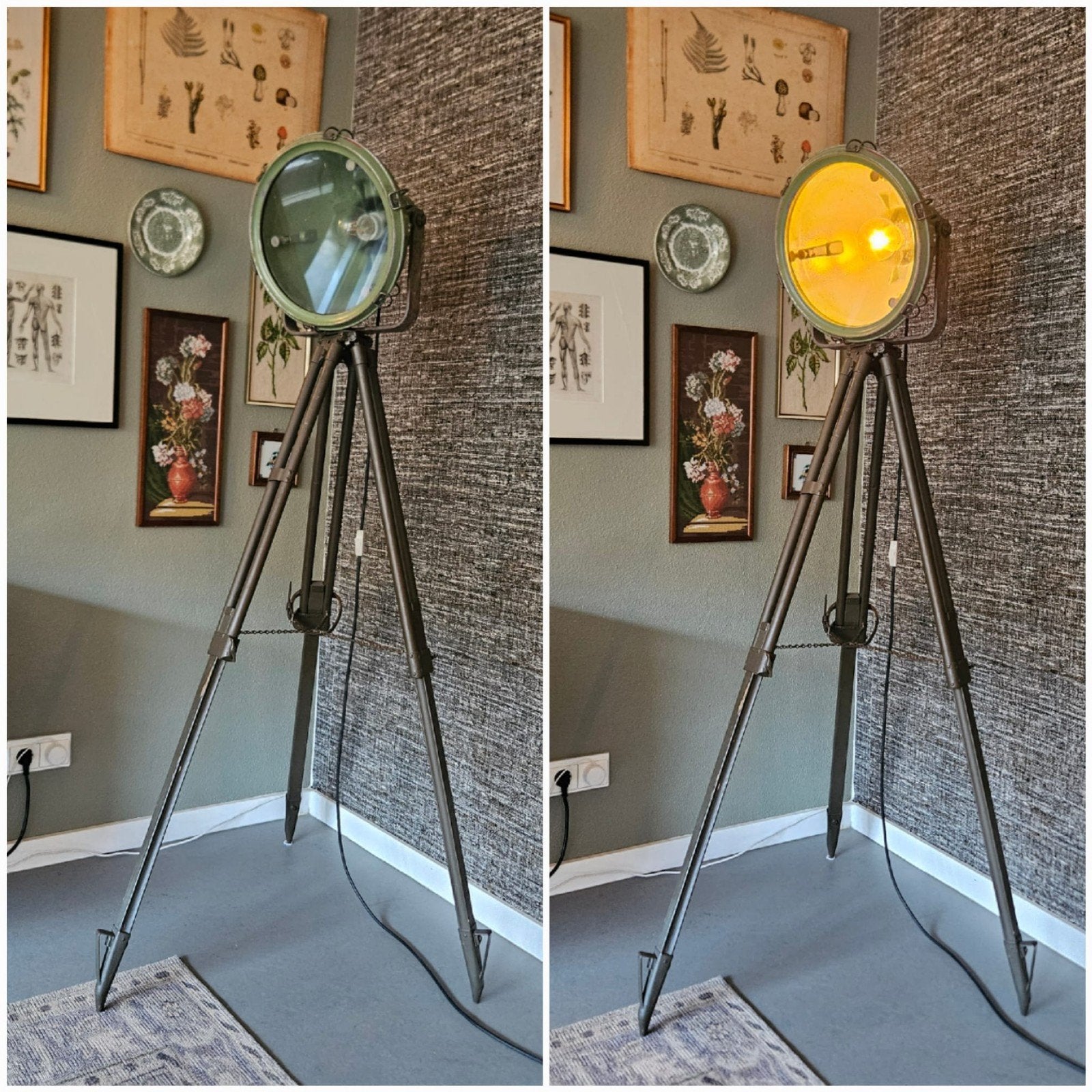 Vintage Siemens & Schuckert Spotlamp op Statief (Duits), Ophalen