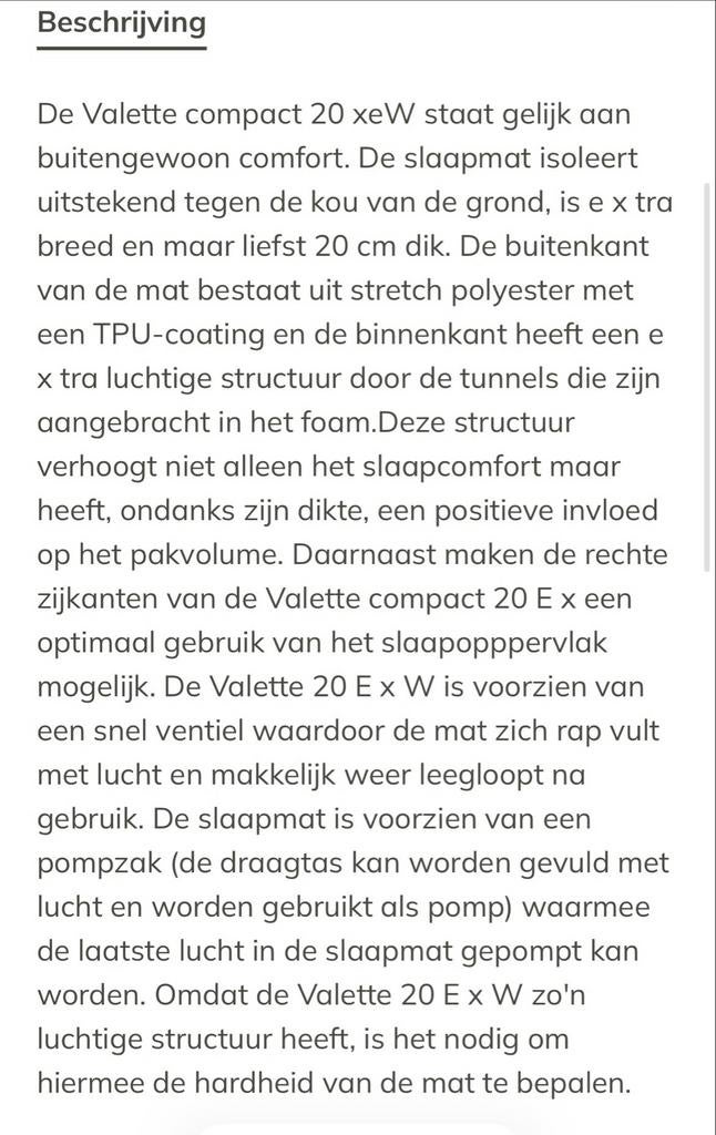 2 Human Comfort Valette Compact 20  met oplaadbare Pomp, Caravans en Kamperen, Ophalen of Verzenden, Zo goed als nieuw, 1-persoons