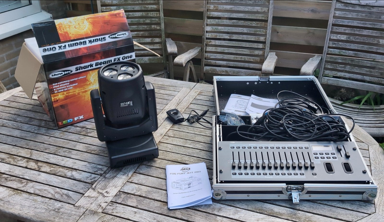 2x Showtec Shark Beam FX One en een Showtec DMX controller, Ophalen, Zo goed als nieuw, Licht, Kleur