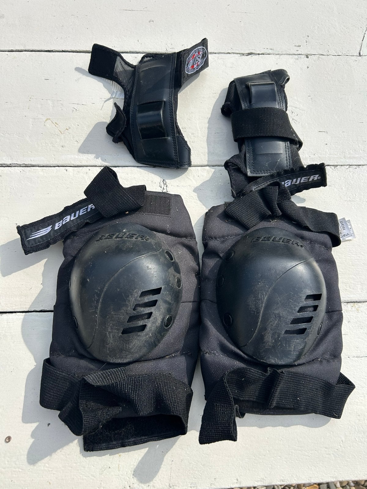 Bauer knie- en polsbeschermers set, Ophalen of Verzenden, Gebruikt