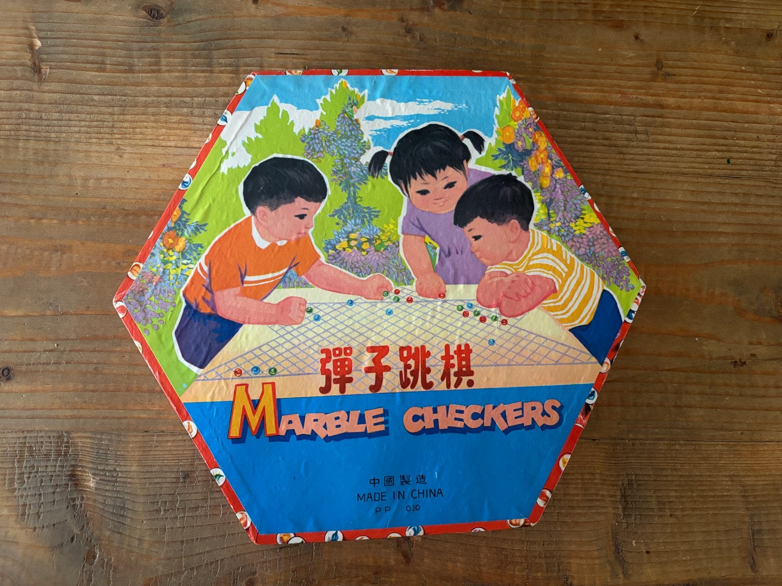 Vintage Chinees Marble Checkers Bordspel (jaren '60), Vijf spelers of meer, Ophalen of Verzenden, Gebruikt