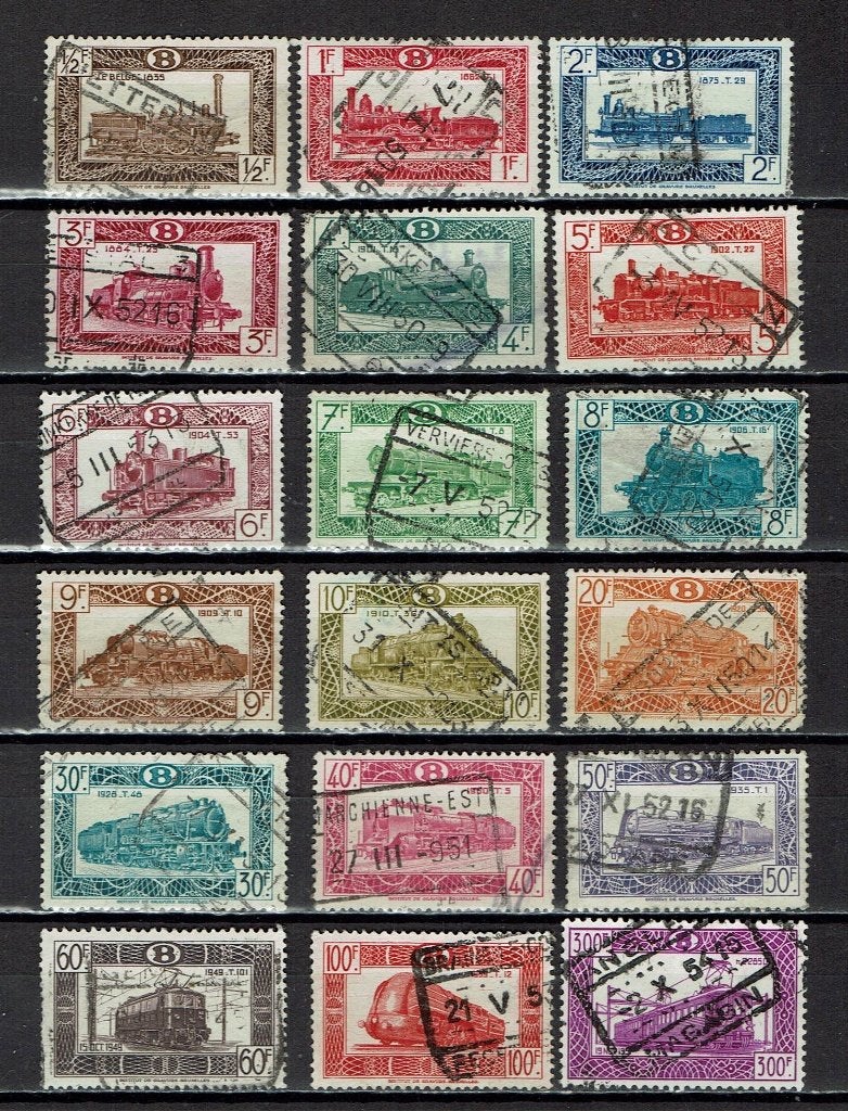 postzegels treinen locomotieven treinzegels België Mi 278/94, Postzegels en Munten, Ophalen of Verzenden, Gestempeld, Treinen
