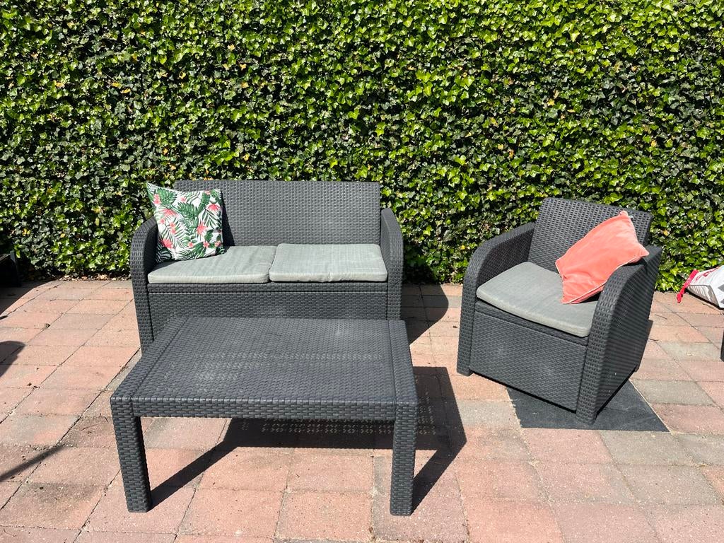 Alibert loungeset 3 delig - antraciet, Tuin en Terras, Tuinsets en Loungesets, Ophalen, Kunststof, 3 zitplaatsen, Zo goed als nieuw