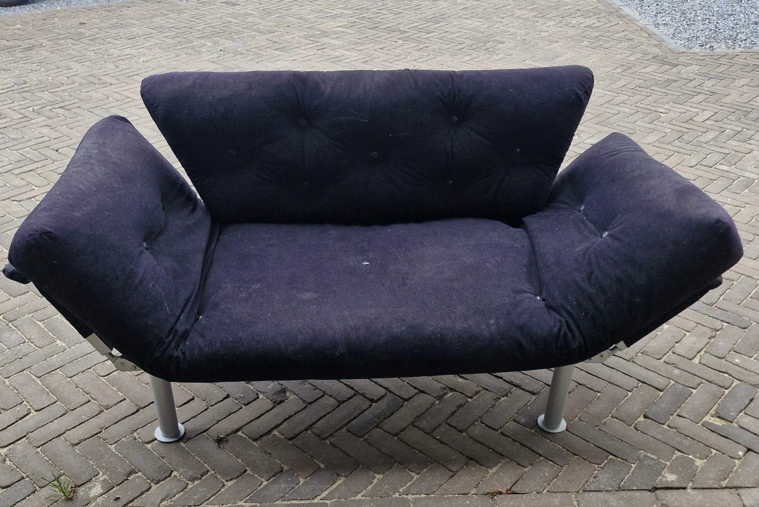 Slaapbankje kinderkamer, 2 stuks, zwart velours, Ophalen, Gebruikt, Eenpersoons, 75 tot 100 cm