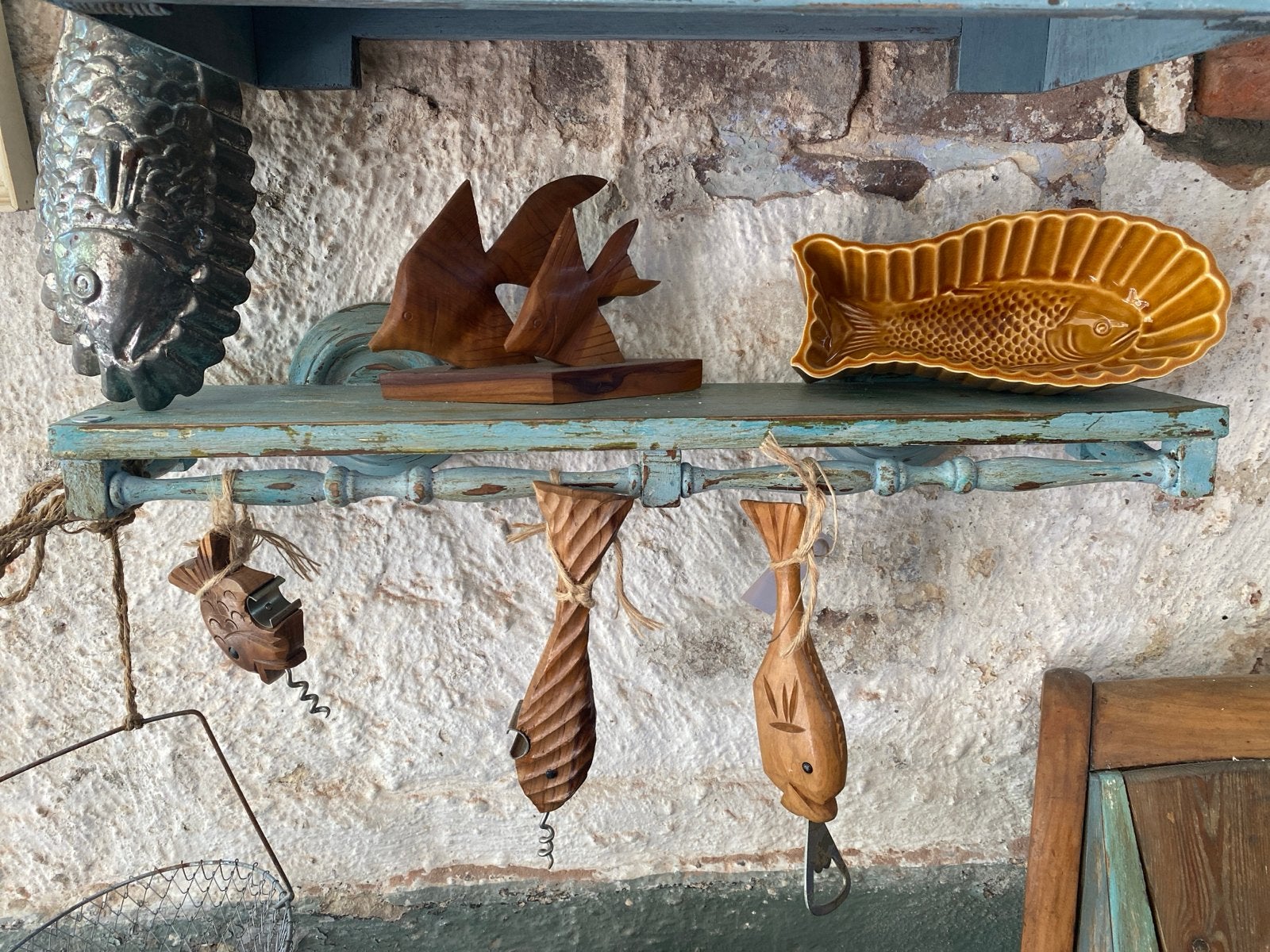 Brocante wandplank, Ophalen