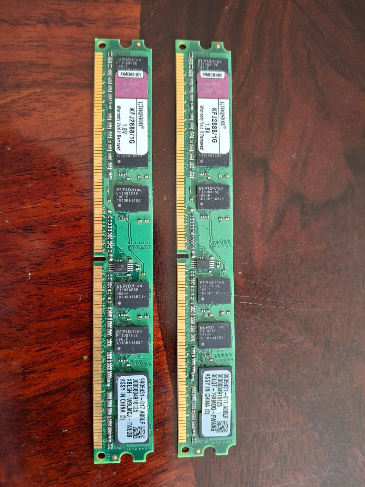 Kingston KFJ2888/1G DDR2 RAM Geheugenmodule (2 stuks), Ophalen, Gebruikt, Onbekend, Server