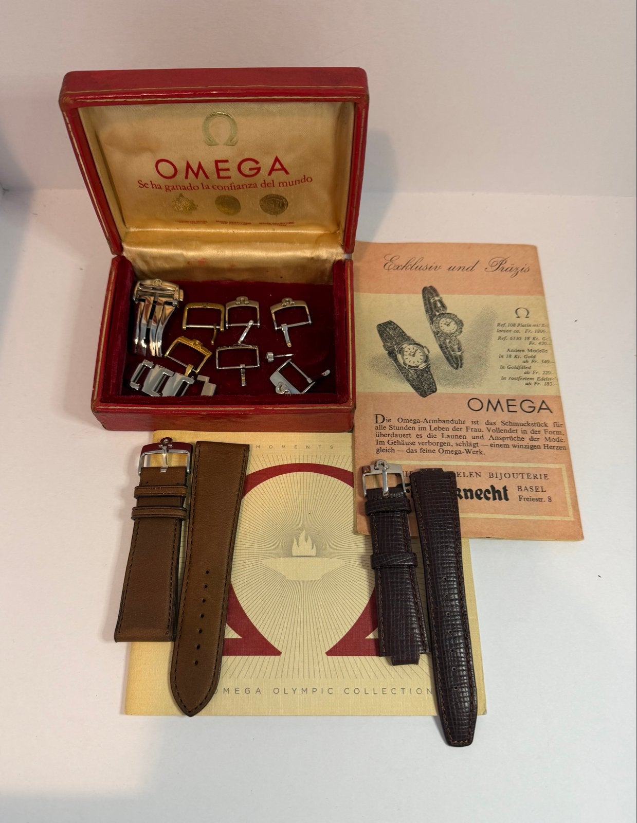 Omega accessories, box, buckles, straps, Overige materialen, Polshorloge, Ophalen of Verzenden, Omega