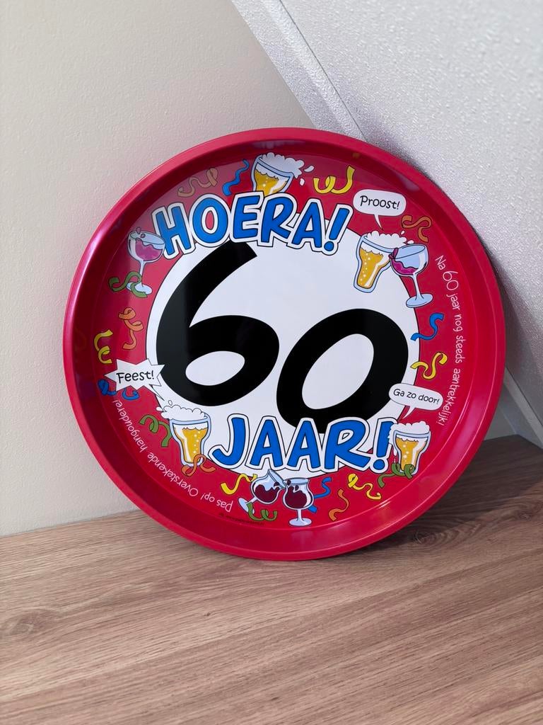 Dienblad - 60 jaar, Ophalen of Verzenden, Gebruikt, Versiering, Verjaardag