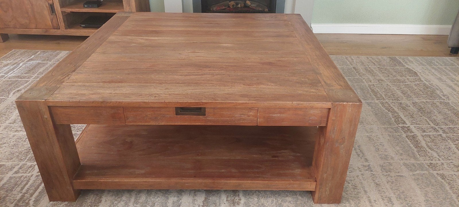 Salontafel Hampton Driftwood van Goossens Wonen, Huis en Inrichting, Tafels | Salontafels, Ophalen, Vierkant, Zo goed als nieuw