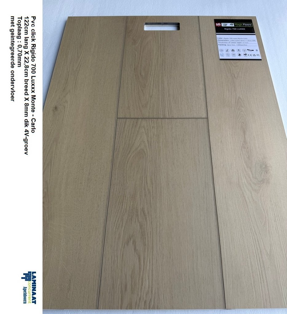 8mm dik Pvc Monte -Carlo toplaag 0,70 integreerde ondervloer, 75 m² of meer, Nieuw, Ophalen of Verzenden, Beige