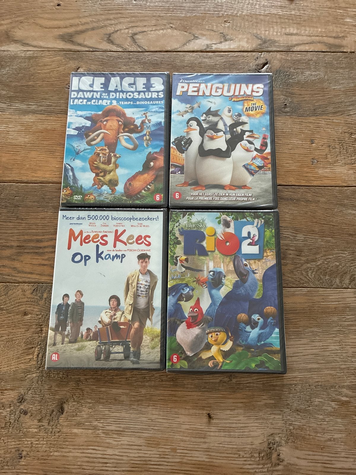 4x DVD: Ice Age 3, Penguins, Mees Kees op Kamp, Rio 2, Animatie, Verzamelbox, Vanaf 6 jaar, Nieuw in verpakking