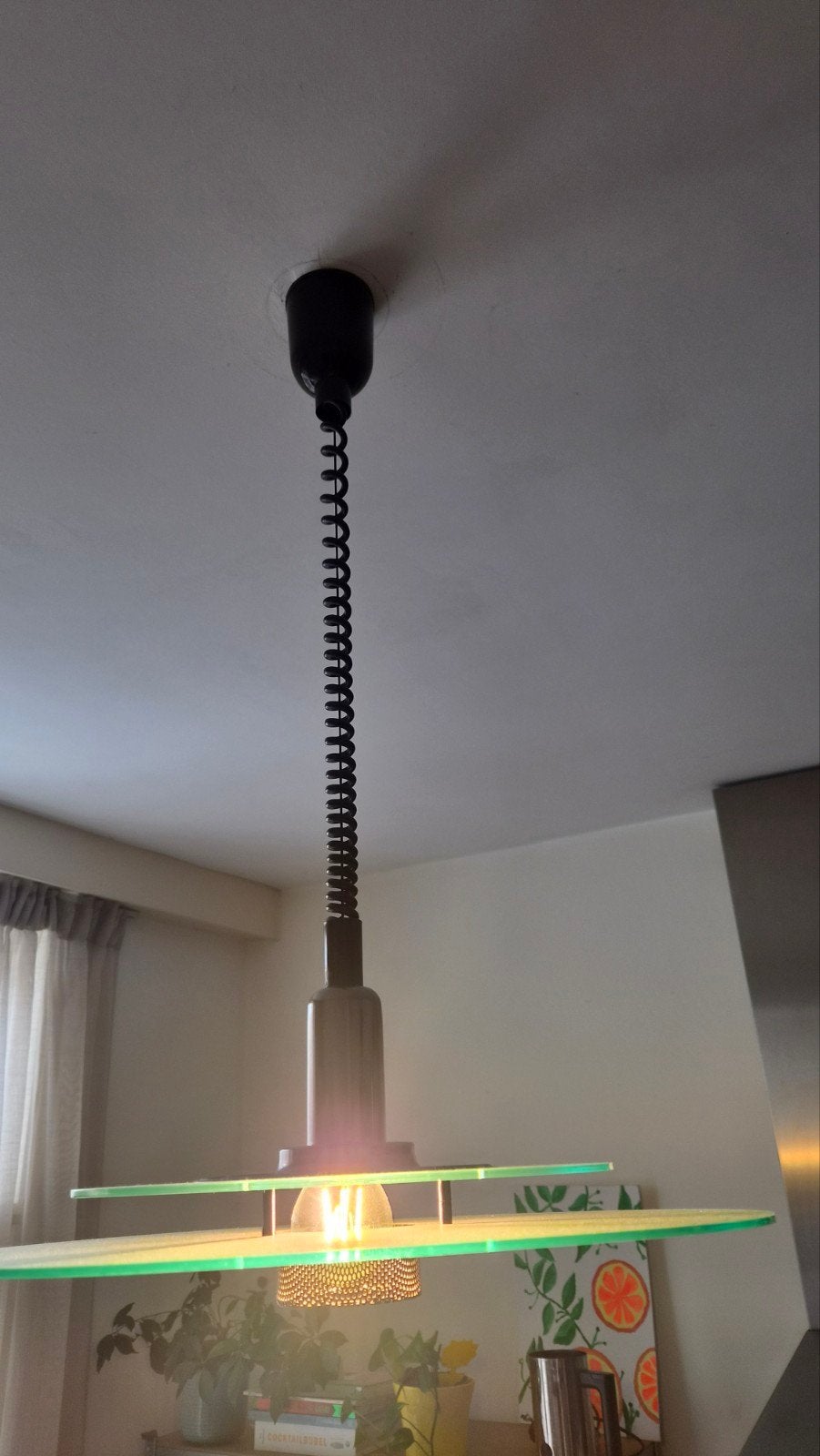 Vintage ronde ufo achtige lamp space age, Ophalen, Kunststof, Gebruikt, Postmodern