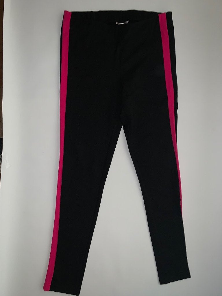 ESQUALO zwarte legging met roze bies L in ~~nieuw~~ staat, Legging, Verzenden, Zwart, Maat 44/46 (L)