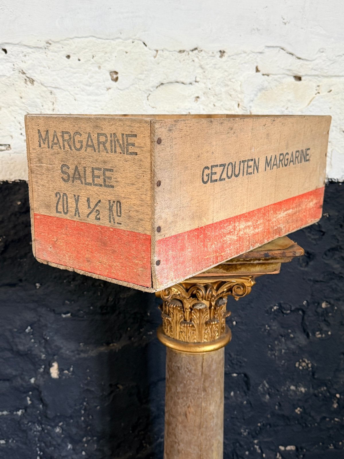 Vintage antieke houten bak Beurre Salee sober fraai, Minder dan 50 cm, Gebruikt, Minder dan 50 cm, Ophalen of Verzenden