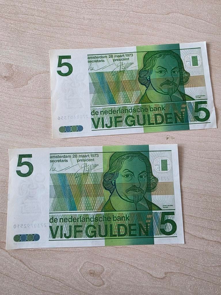 2x 5 gulden biljet in perfecte staat., Ophalen of Verzenden