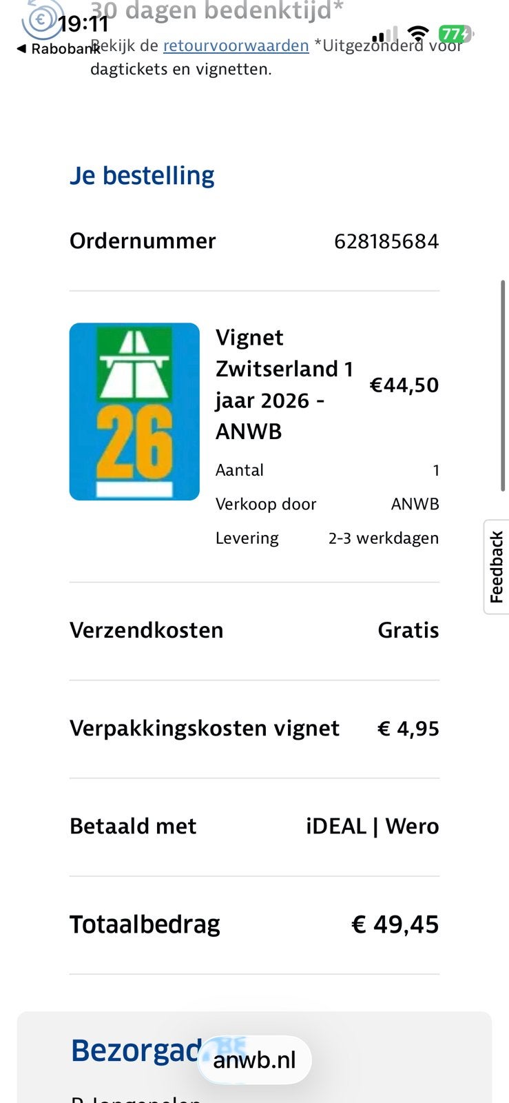 Vignet 2026 Zwiterland, Eén persoon