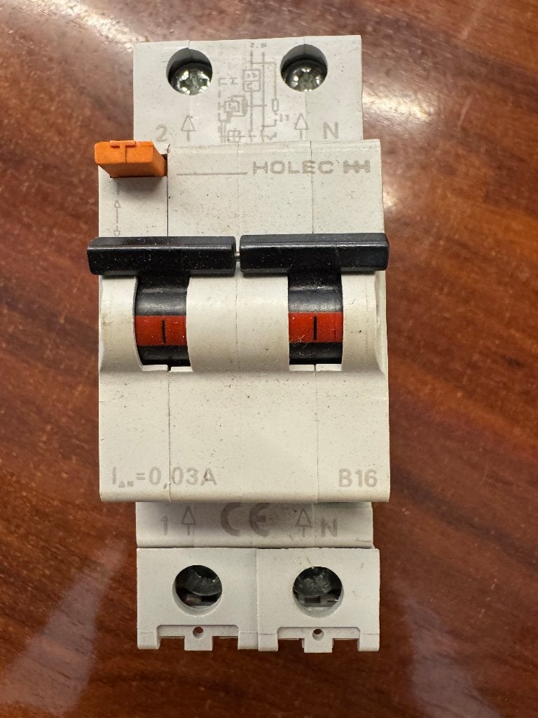 Holec aardlekautomaat 0,03A B16 230V, Ophalen of Verzenden, Zo goed als nieuw, Overige merken, Aardlekautomaat