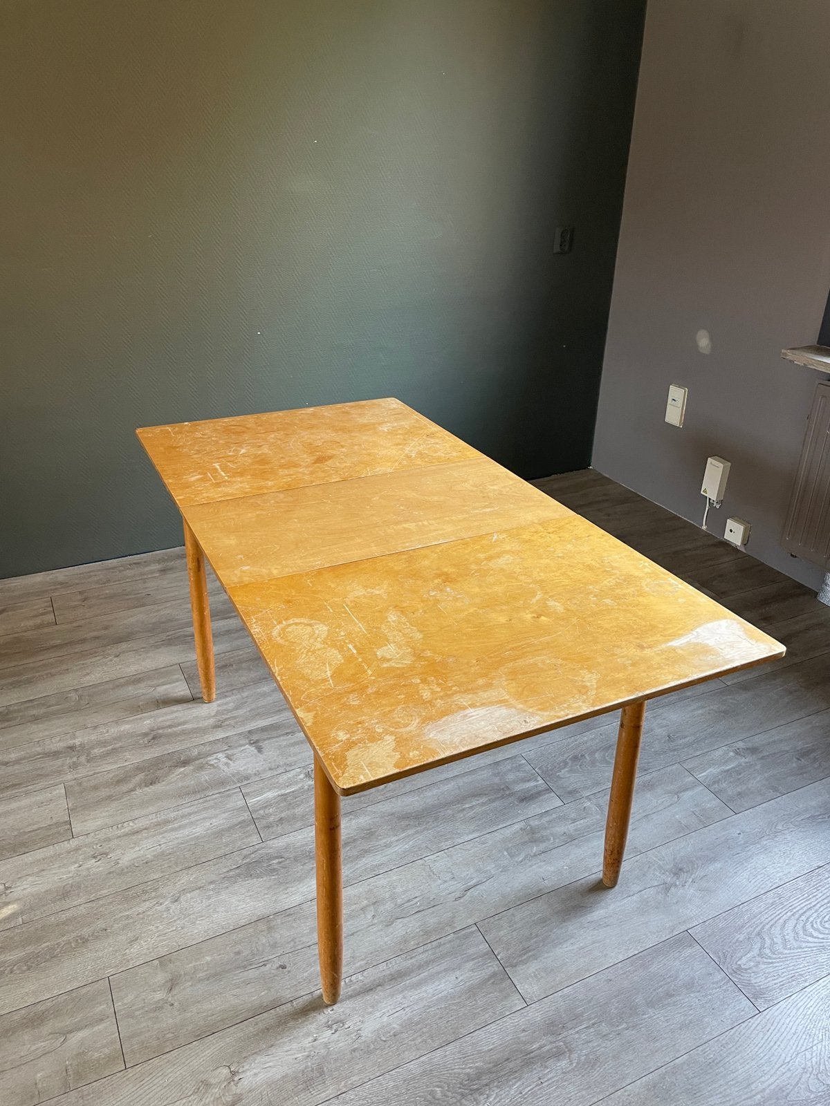Vintage tafel uitschuifbaar hout mid century oud, Ophalen, 100 tot 150 cm, 50 tot 100 cm, Zo goed als nieuw