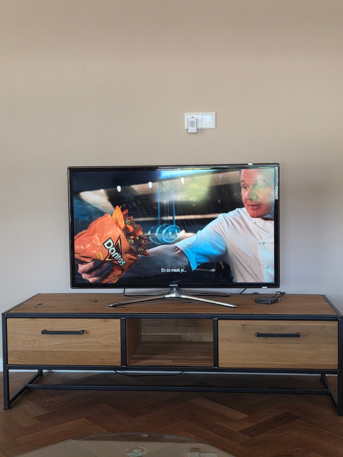 Industriële TV-kast Leen Bakker - Hout & Metaal, Gebruikt, 100 tot 150 cm, Minder dan 100 cm, Industrieel
