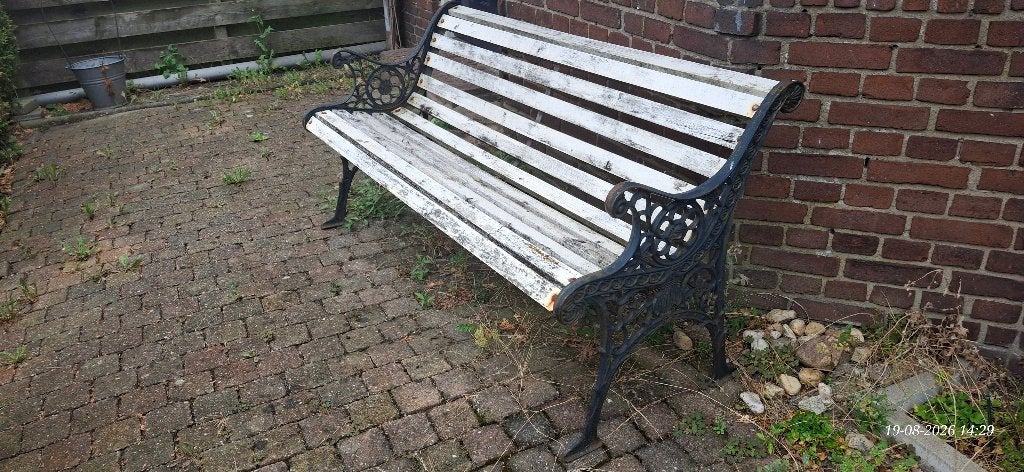 Gietijzeren tuinbank, Tuin en Terras, Ophalen, Gebruikt, Metaal