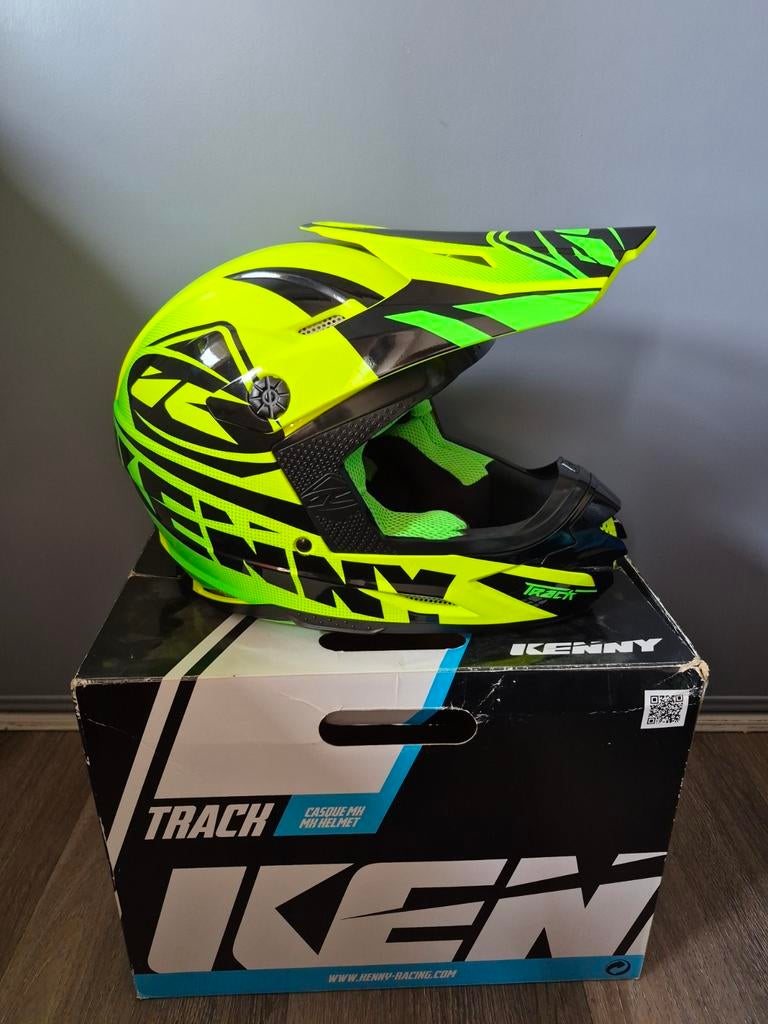 Kenny Track Cross helm Maat S - Lime Kleur, Nieuwstaat, Overige merken, Offroadhelm, Kinderen, Ophalen of Verzenden